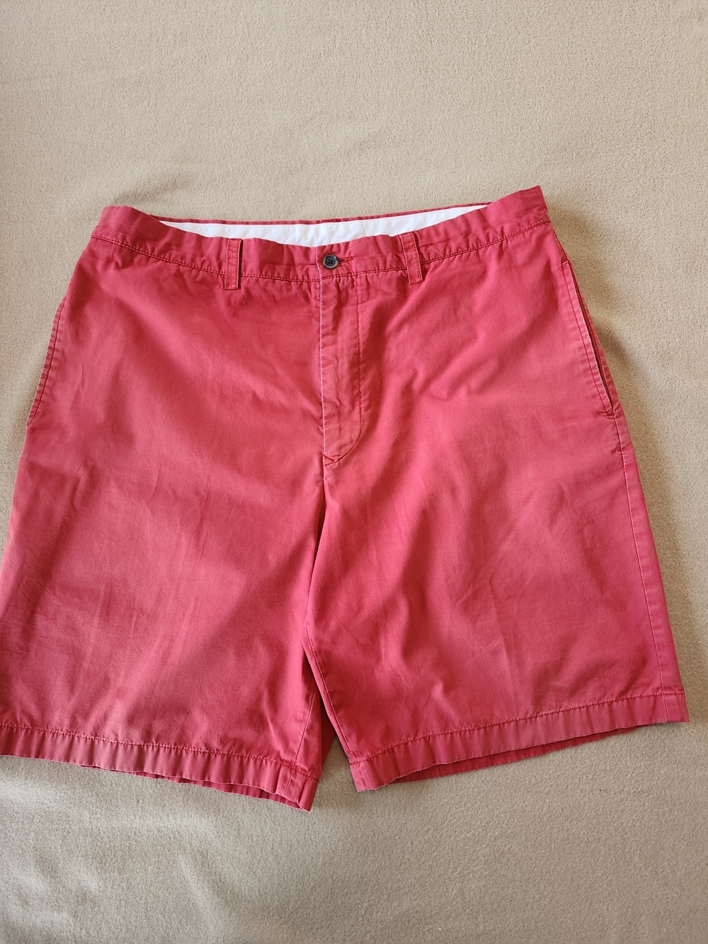 Nautica Men's Flat Front Cotton Shorts - Coral. Size 36